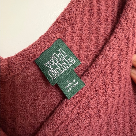 Wild Fable Mauve Waffle Knit Tie-Front Button Tank Size L - Picture 6 of 6